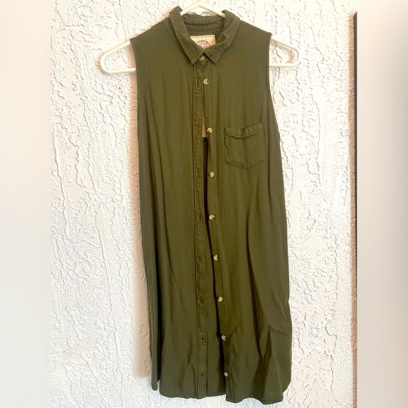 Army green sleeveless button down dress size small - Picture 1 of 3